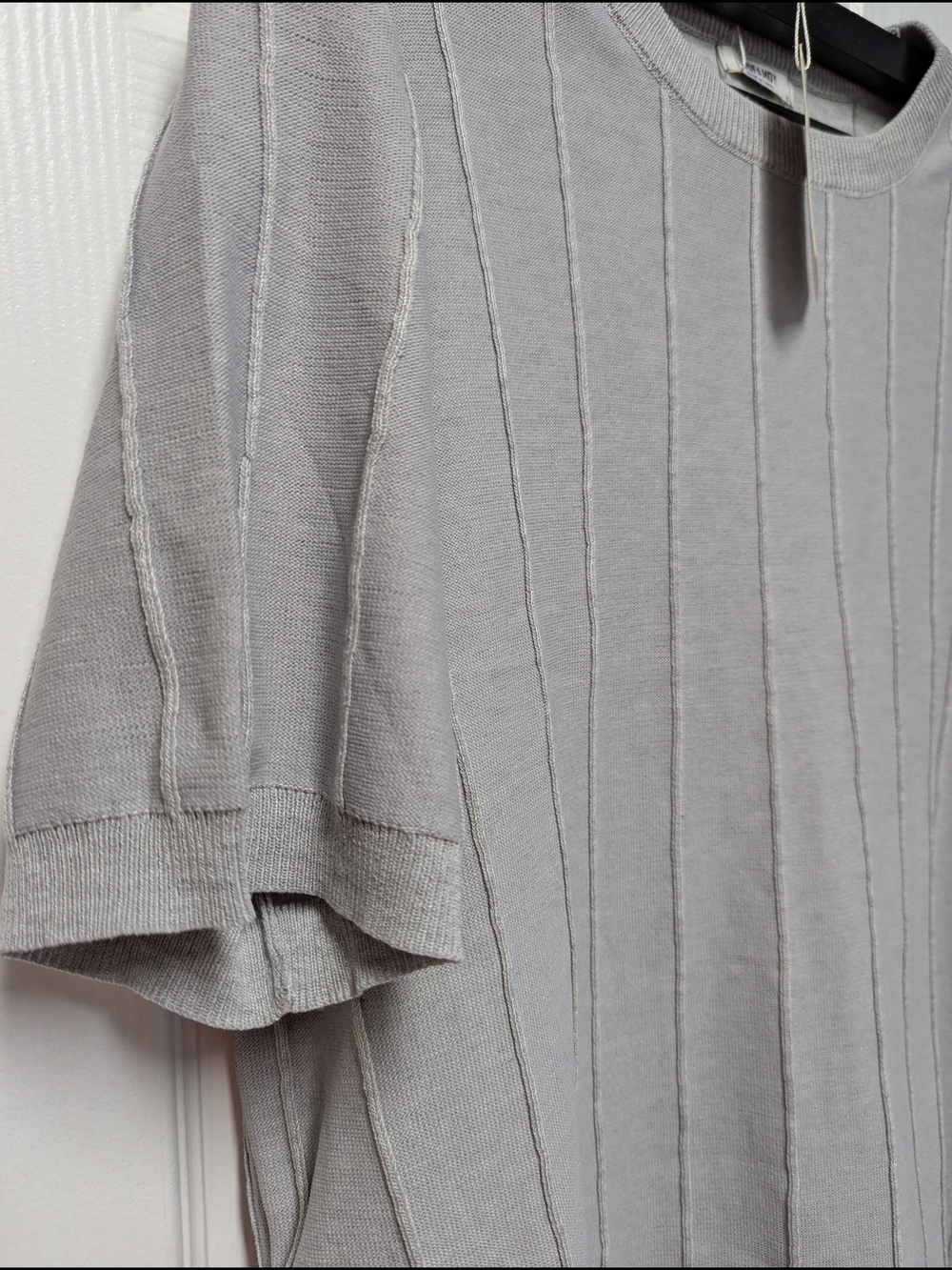 Coofandy Light Gray Ribbed Knit Tee - Picture 5 of 8